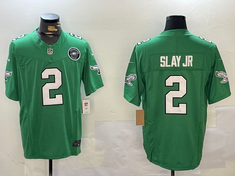 Men Philadelphia Eagles #2 Slay jr Green Throwback 2024 Nike Vapor Limited NFL Jersey style 2